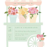 "Petite flower cart" - Children's Birthday Party Invitations in Grass by Jennifer Wick - Detail