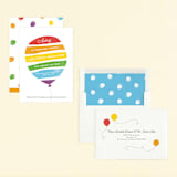 "Painted Balloon" - Children's Birthday Party Invitations in Cherry by Jennifer Wick - Assembled