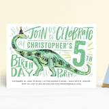 "Dino Party Hat" - Children's Birthday Party Invitations in Fern by Alethea and Ruth - Front