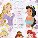 "Disney's Princess Portrait" - Children's Birthday Party Invitations in Cotton Candy by Cass Loh - Detail