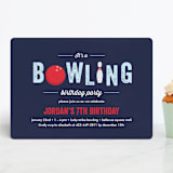 "Bowling birthday party" - Children's Birthday Party Invitations in Blue Slate by Anupama - Front