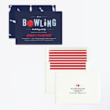 "Bowling birthday party" - Children's Birthday Party Invitations in Blue Slate by Anupama - Assembled