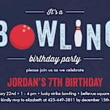 "Bowling birthday party" - Children's Birthday Party Invitations in Blue Slate by Anupama - Detail