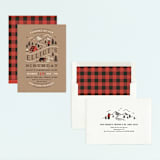 "Lumber Bears" - Children's Birthday Party Invitations in Kraft by Jennifer Wick - Assembled