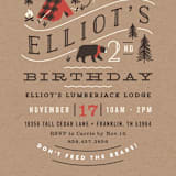 "Lumber Bears" - Children's Birthday Party Invitations in Kraft by Jennifer Wick - Detail