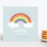 "Rainbow Celebration" - Children's Birthday Party Invitations in Soft Teal by Angela Garrick - Front
