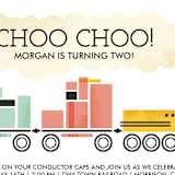 "Mod Conductor" - Children's Birthday Party Invitations in Rose by Kayla King - Detail