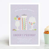 "Candy Shoppe" - Children's Birthday Party Invitations in Lavender by Annie Holmquist - Front