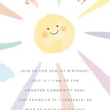 "Rainbow sun" - Children's Birthday Party Invitations in Sherbet by Jennifer Wick - Detail