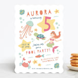 "Sirena" - Children's Birthday Party Invitations in Coral by peetie design - Front