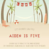 "Beach Luau" - Children's Birthday Party Invitations in Red Balloon by Grace Kreinbrink - Detail