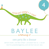 "Party Like A Dinosaur" - Children's Birthday Party Invitations in Lake by freckle fish - Detail