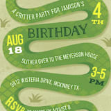 "Slithering Snake" - Children's Birthday Party Invitations in Grass by Jessica Ogden - Detail
