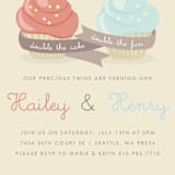 "Double Cupcake Fun" - Children's Birthday Party Invitations in Cake by Serenity Avenue - Detail