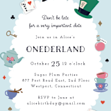 "Disney's Alice In Wonderland Birthday" - Children's Birthday Party Invitations in Sky by Annie Holmquist - Detail