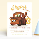 "Disney and Pixar's Tow-riffic Mater" - Children's Birthday Party Invitations in Pearl by Jessie Steury - Front