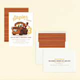 "Disney and Pixar's Tow-riffic Mater" - Children's Birthday Party Invitations in Pearl by Jessie Steury - Assembled