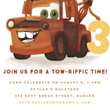 "Disney and Pixar's Tow-riffic Mater" - Children's Birthday Party Invitations in Pearl by Jessie Steury - Detail