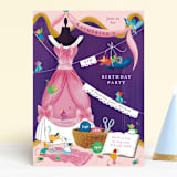 "Disney's Cinderella dressmakers" - Children's Birthday Party Invitations in Peony by Jackie Crawford - Front