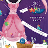 "Disney's Cinderella dressmakers" - Children's Birthday Party Invitations in Peony by Jackie Crawford - Detail