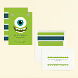 "Disney and Pixar's Monster Mike" - Children's Birthday Party Invitations in Seaweed by Orasie - Assembled