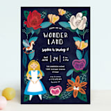 "Disney's Alice In Wonderland Garden" - Children's Birthday Party Invitations in Midnight by Lehan Veenker - Front