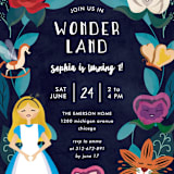"Disney's Alice In Wonderland Garden" - Children's Birthday Party Invitations in Midnight by Lehan Veenker - Detail