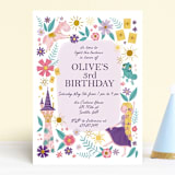"Disney's Tangled Floral Birthday Invite" - Children's Birthday Party Invitations in Lilac by Katherine Dietz - Front