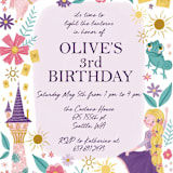 "Disney's Tangled Floral Birthday Invite" - Children's Birthday Party Invitations in Lilac by Katherine Dietz - Detail