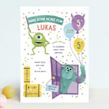 "Disney and Pixar's Monster's Inc Make Some Noise" - Children's Birthday Party Invitations in Lime Slime by Sarah Knight - Front