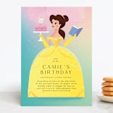 "Belle from Disney's Beauty And The Beast" - Children's Birthday Party Invitations in Teal by Lori Wemple - Front