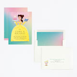 "Belle from Disney's Beauty And The Beast" - Children's Birthday Party Invitations in Teal by Lori Wemple - Assembled