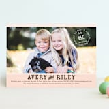 "Vintage Stripes" - Children's Birthday Party Invitations in Soft Rose by BeachPaperCo - Front