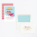 "Super Birthday Girl" - Children's Birthday Party Invitations in Magenta by Tara Lilly Studio - Assembled