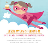 "Super Birthday Girl" - Children's Birthday Party Invitations in Magenta by Tara Lilly Studio - Detail
