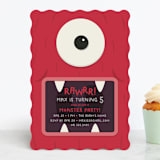 "Monster Party" - Children's Birthday Party Invitations in Scary Scarlet by Lori James - Front
