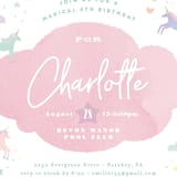"Unicorn Dreams" - Children's Birthday Party Invitations in Bubblegum by Jennifer Wick - Detail