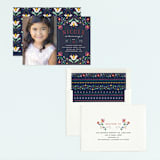 "Folk Florals" - Children's Birthday Party Invitations in Navy by Amber Barkley - Assembled