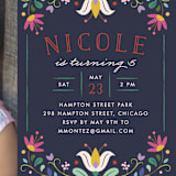 "Folk Florals" - Children's Birthday Party Invitations in Navy by Amber Barkley - Detail