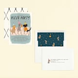 "Puppy Pizza Party" - Children's Birthday Party Invitations in Cobblestone by Stephanie Given - Assembled
