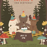 "Teddy Bear Picnic" - Children's Birthday Party Invitations in Sun by Susan Moyal - Detail