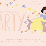"Disney's Snow White & Forest Friends" - Children's Birthday Party Invitations in Peach by Angela Thompson - Detail