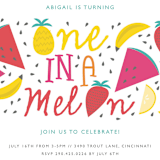 "One In A Melon" - Children's Birthday Party Invitations in Honey Drew by Bethany Anderson - Detail
