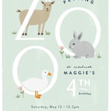 "Petting Zoo Letters" - Children's Birthday Party Invitations in Grass by Carolyn MacLaren - Detail