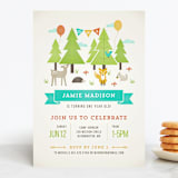 "Wild Woodland" - Children's Birthday Party Invitations in Turquoise by Michelle Taylor - Front