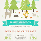 "Wild Woodland" - Children's Birthday Party Invitations in Turquoise by Michelle Taylor - Detail