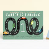 "Little Racer" - Children's Birthday Party Invitations in Grass by Jennifer Lew - Front