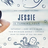 "Aquatic Doodles" - Children's Birthday Party Invitations in Ocean by Lehan Veenker - Detail
