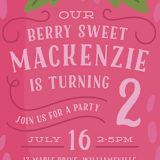 "Berry Sweet" - Children's Birthday Party Invitations in Strawberry by Laura Hankins - Detail