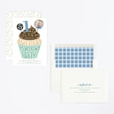 "Cupcake Topper" - Children's Birthday Party Invitations in Turquoise by Alethea and Ruth - Assembled